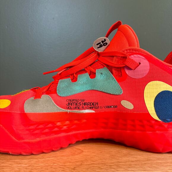 Adidas Harden Vol 5 Futurenatural Solar Red Multicolor Basketball Shoes 17 - Picture 7 of 9